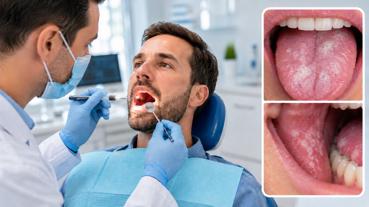 Oral Thrush White Spots in Moth and Cheek